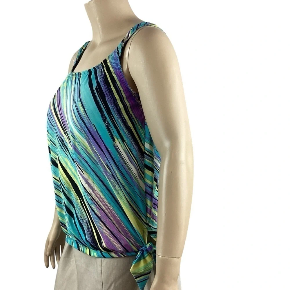 Swimsuits for All Beach Belle Tankini Top Size 18 Blue Stripe